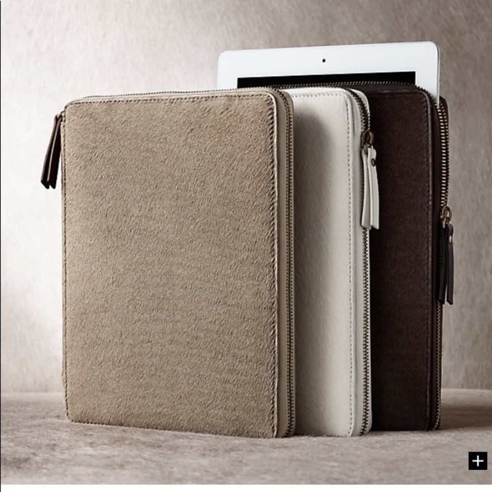 Restoration Hardware Tablet Zip Folio in Taupe, Cream, and Chocolate